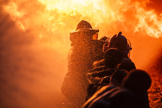 Firefighters training